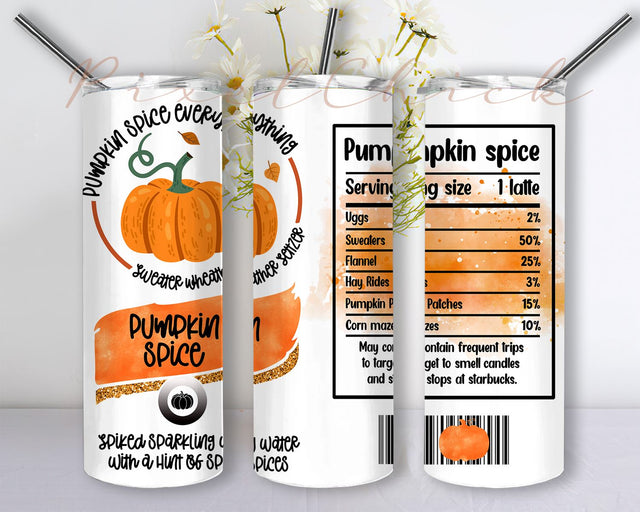 Pumpkin Slice Everything Glitter Tumbler PNG, Pumpkins Glitter 20oz Skinny Tumbler Sublimation Designs Tumbler for Straight/Tapered PNG File Digital Download Sublimation PixelChick 