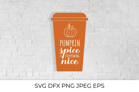 Pumpkin Spice and Everything Nice calligraphy hand lettering on coffee cup SVG LaBelezoka 