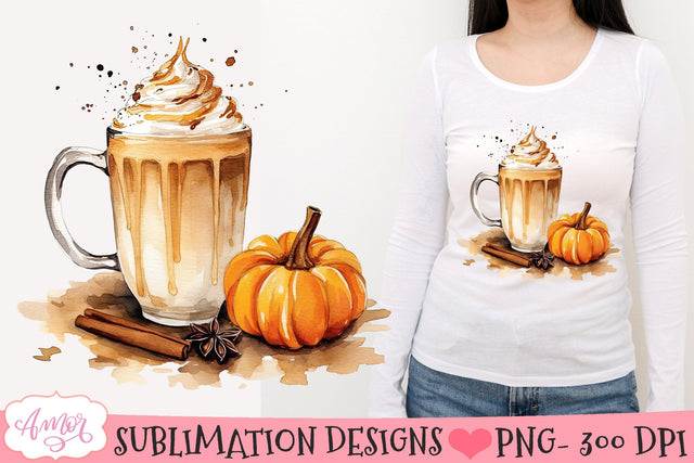 Pumpkin spice coffee PNG for sublimation | Fall design Sublimation Amorclipart 