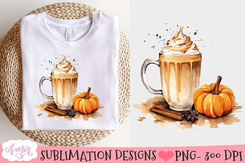 Pumpkin spice coffee PNG for sublimation | Fall design Sublimation Amorclipart 