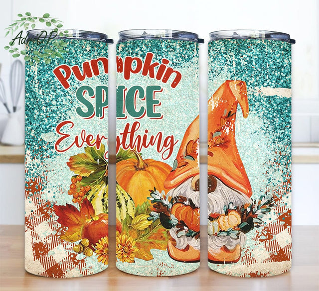 Pumpkin Spice Everything Gnome 20oz Skinny Tumbler, Fall Tumbler Png, Pumpkin Spice Png, Gnome Png, Western Png, Halloween Gnomes Sublimation Sublimation AdriOP 