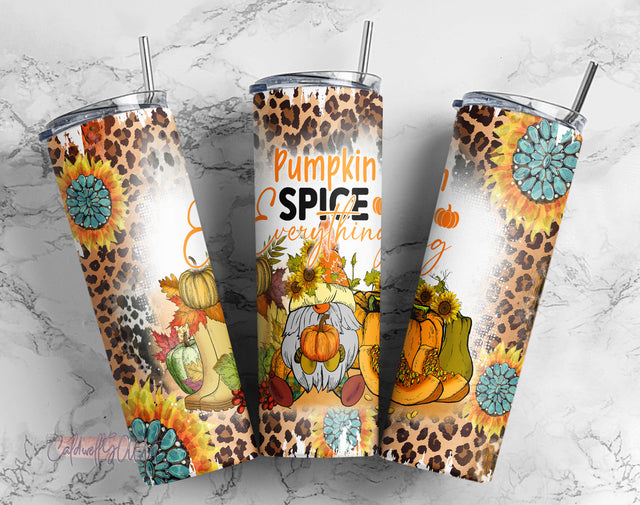Pumpkin Spice Everything Tumbler Png, 20oz Skinny Tumbler Sublimation Designs, Fall Tumbler Png, Pumpkin Spice PNG, Gnome Png,Fall Gnome png Sublimation CaldwellArt 