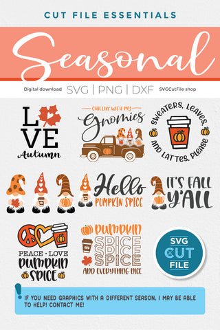 Pumpkin Spice Gnomes SVG bundle with fall and autumn gnomes SVG SVG Cut File 
