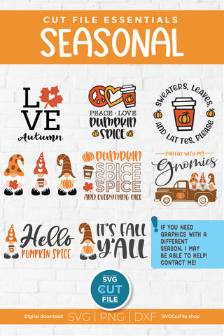 Pumpkin Spice Gnomes SVG bundle with fall and autumn gnomes SVG SVG Cut File 