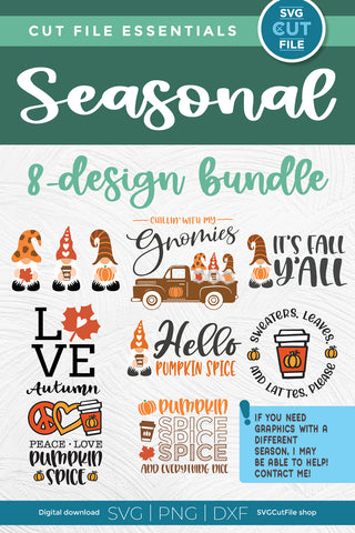 Pumpkin Spice Gnomes SVG bundle with fall and autumn gnomes SVG SVG Cut File 