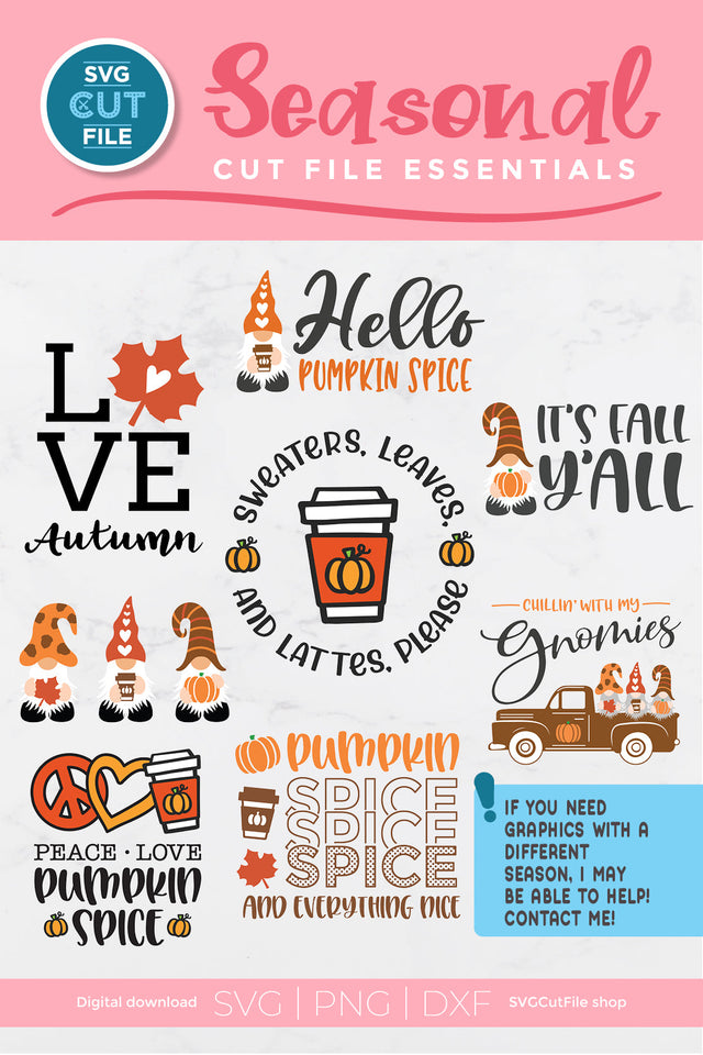 Pumpkin Spice Gnomes SVG bundle with fall and autumn gnomes SVG SVG Cut File 