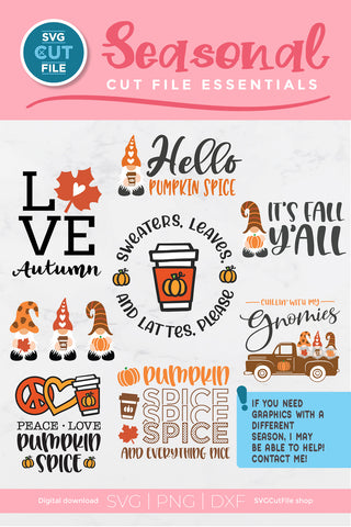 Pumpkin Spice Gnomes SVG bundle with fall and autumn gnomes SVG SVG Cut File 
