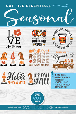 Pumpkin Spice Gnomes SVG bundle with fall and autumn gnomes SVG SVG Cut File 