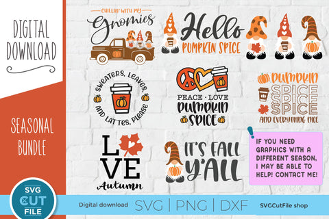Pumpkin Spice Gnomes SVG bundle with fall and autumn gnomes SVG SVG Cut File 