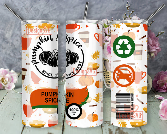 Pumpkin Spice Hard Seltzer Fall Season 20oz Skinny Straight Tumbler Wrap Design, Fall Print Sublimation PNG Sublimation DesignSVG 