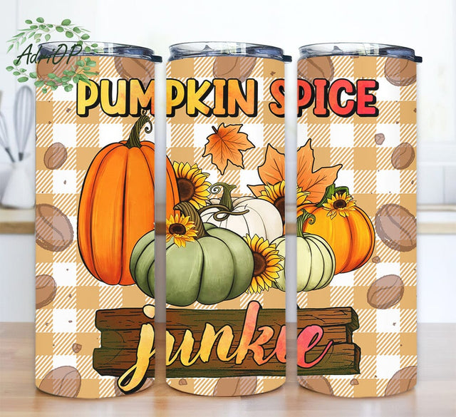 Pumpkin Spice Junkie 20oz Skinny Tumbler Png, Fall Png, Pumpkin Png, Fall Vibes Png, Pumpkin Spice Tumbler Png, Sublimation Png Sublimation AdriOP 