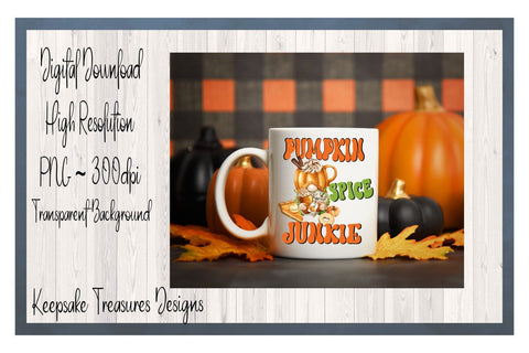 Pumpkin Spice Junkie, Fall Gnome, Pumpkin Spice Latte, Pumpkin Spice, Sublimation PNG, Digital Download Sublimation Keepsake Treasures Designs LLC. 