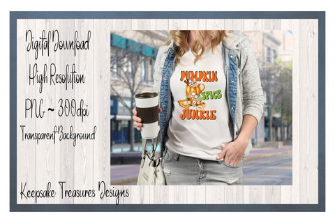 Pumpkin Spice Junkie, Fall Gnome, Pumpkin Spice Latte, Pumpkin Spice, Sublimation PNG, Digital Download Sublimation Keepsake Treasures Designs LLC. 