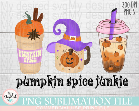 Pumpkin Spice Junkie Png, Halloween Clipart, Spookie Vibes, Witch png, halloween shirt png, pumpkin candy, Sublimation Designs Downloads Sublimation MyDesiredSVG 