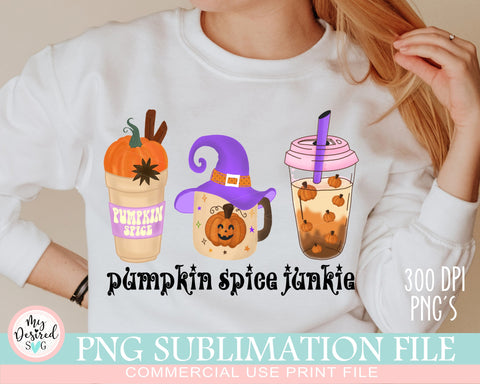 Pumpkin Spice Junkie Png, Halloween Clipart, Spookie Vibes, Witch png, halloween shirt png, pumpkin candy, Sublimation Designs Downloads Sublimation MyDesiredSVG 