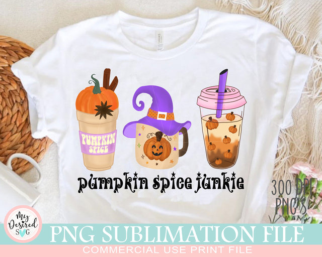 Pumpkin Spice Junkie Png, Halloween Clipart, Spookie Vibes, Witch png, halloween shirt png, pumpkin candy, Sublimation Designs Downloads Sublimation MyDesiredSVG 