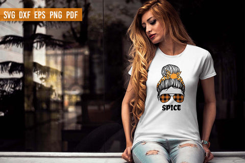 Pumpkin Spice Mom life Kid life SVG | Fall Messy Bun SVG SVG Irina Ostapenko 