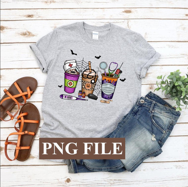 Pumpkin Spice Nurse PNG .Nurse Coffee Halloween Sublimation SVG BOO-design 