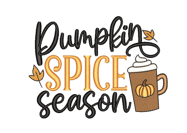 Pumpkin Spice Season Embroidery Design, 4 sizes, Instant Download Embroidery/Applique DESIGNS Nino Nadaraia 