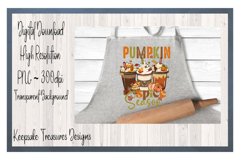 Pumpkin Spice Season Latte Cups, Autumn Leaves, Pumpkin Spice Latte, Fall Sublimation PNG, Digital Download Sublimation Keepsake Treasures Designs LLC. 