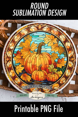 Pumpkin Stained Glass | Fall Round Sublimation Design Sublimation Ewe-N-Me Designs 