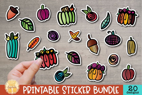 Pumpkin Stickers Bundle | 20 Fall Printable Sticker Designs Sublimation Cheese Toast Digitals 