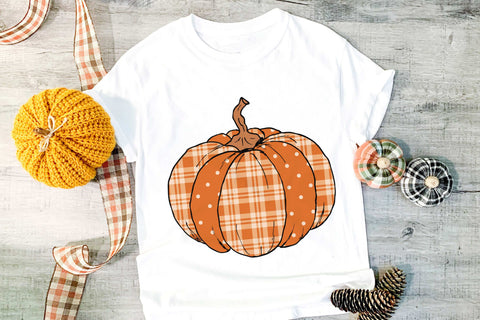 Pumpkin Sublimation Design - Orange Plaid Sublimation Digital Honeybee 