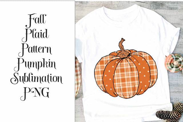 Pumpkin Sublimation Design - Orange Plaid Sublimation Digital Honeybee 