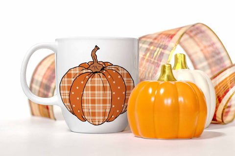 Pumpkin Sublimation Design - Orange Plaid Sublimation Digital Honeybee 