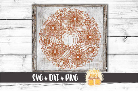 Pumpkin Sunflower Mandala - Fall Mandala SVG PNG DXF Cut Files SVG Cheese Toast Digitals 