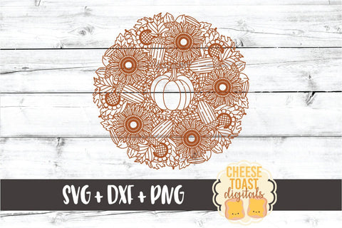Pumpkin Sunflower Mandala - Fall Mandala SVG PNG DXF Cut Files SVG Cheese Toast Digitals 
