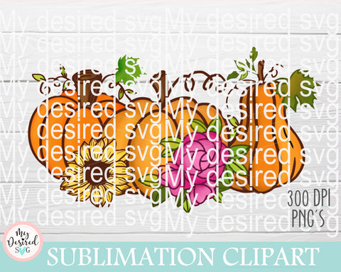 Pumpkin Sunflower Sublimation Clipart, Hello Fall PNG Sublimation Design, Tis The Season Pumpkin, Happy Fall Y'all, Harvest, PNG Sublimation SVG MyDesiredSVG 