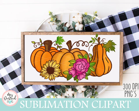 Pumpkin Sunflower Sublimation Clipart, Hello Fall PNG Sublimation Design, Tis The Season Pumpkin, Happy Fall Y'all, Harvest, PNG Sublimation SVG MyDesiredSVG 