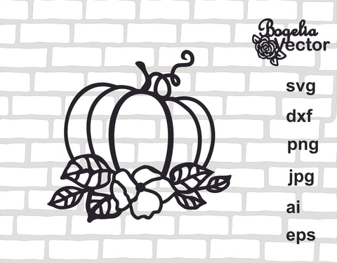 Pumpkin Svg bundle, Floral Pumpkin Cut file, Flower Svg, Fall, Harvest, Autumn Outline, Silhouette, Thankful, Halloween Sign, Design, Decor SVG BogeliaVector 