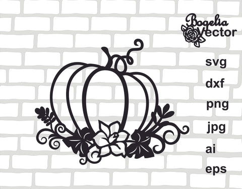 Pumpkin Svg bundle, Floral Pumpkin Cut file, Flower Svg, Fall, Harvest, Autumn Outline, Silhouette, Thankful, Halloween Sign, Design, Decor SVG BogeliaVector 
