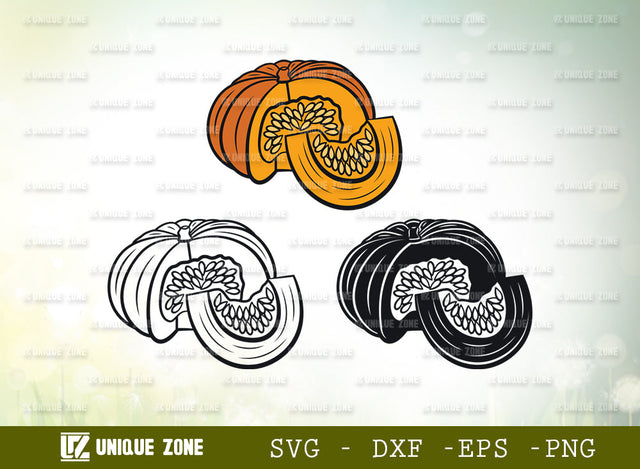 Pumpkin SVG Cut File, Autumn Fall Svg, Thanksgiving Svg, Halloween Svg, Half Pumpkin Svg, Fall Pumpkin SVG Unique Zone 