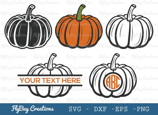 Pumpkin Svg Cut File| Autumn Fall | Thanksgiving | Halloween | Pumpkin Silhouette | Circle Monogram | Split Monogram SVG ETC Craft 