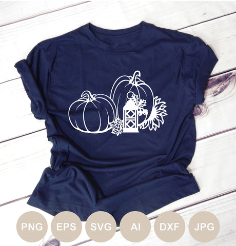 Pumpkin Svg file, Fall Pumpkin Cut file, Sunflower, Lantern, Halloween Png, Autumn Clip Art, Thanksgiving Card, Thankful Svg Cricut, Flowers SVG BogeliaVector 