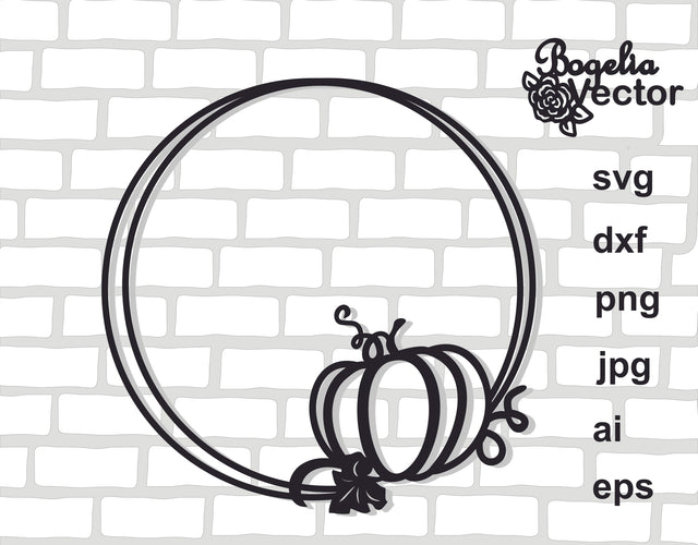 Pumpkin Svg file, Pumpkin Frame Svg, Pumpkin Cut file, Fall Monogram Frame, Pumpkin Wreath, Thanksgiving Sign, Thankful, Halloween SVG BogeliaVector 