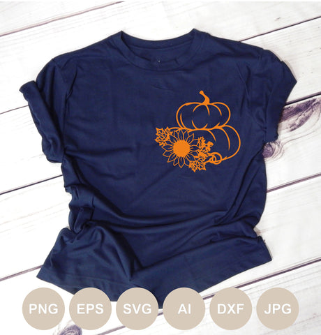 Pumpkin Svg file, Pumpkin Sunflower Cut file, Floral Pumpkin, Fall Flower svg, Leaves, Autumn Tree Png, Halloween, Thanksgiving, Harvest SVG BogeliaVector 