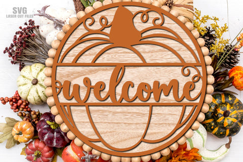 Pumpkin SVG Laser Cut Files | Fall Welcome Sign SVG SVG Cloud9Design 