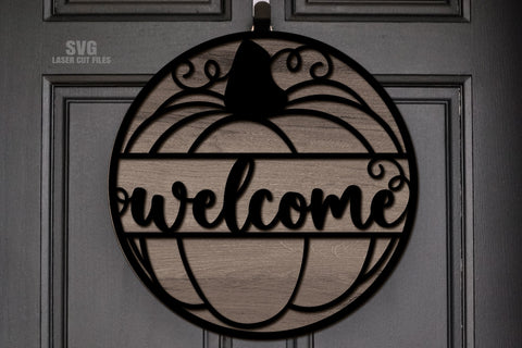 Pumpkin SVG Laser Cut Files | Fall Welcome Sign SVG SVG Cloud9Design 