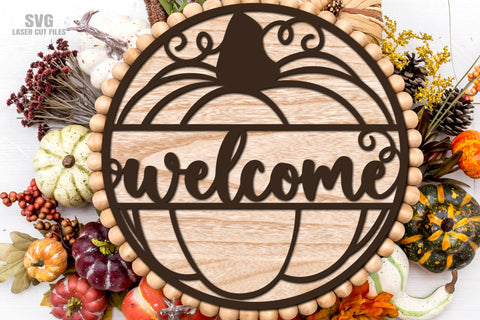 Pumpkin SVG Laser Cut Files | Fall Welcome Sign SVG SVG Cloud9Design 