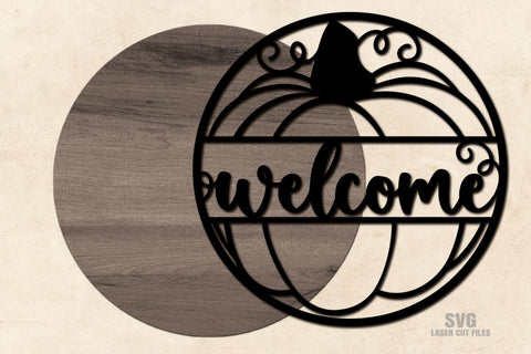 Pumpkin SVG Laser Cut Files | Fall Welcome Sign SVG SVG Cloud9Design 