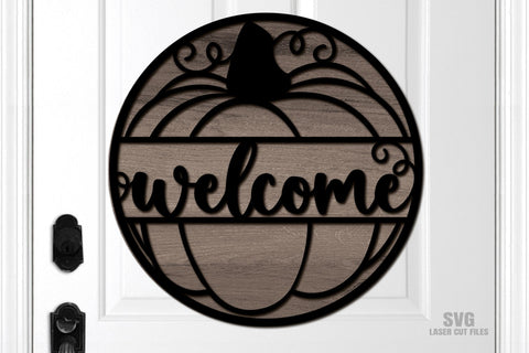 Pumpkin SVG Laser Cut Files | Fall Welcome Sign SVG SVG Cloud9Design 