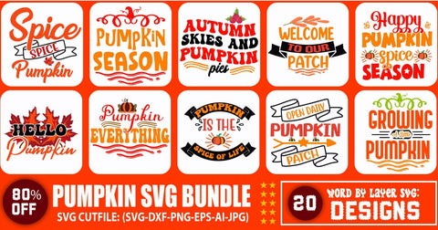 Pumpkin SVG ,Pumpkin Bundle Svg ,Fall Pumpkin Svg, Halloween Svg, Autumn SVG, Silhouette Cameo, Cutting Files, SVG Blessedprint 