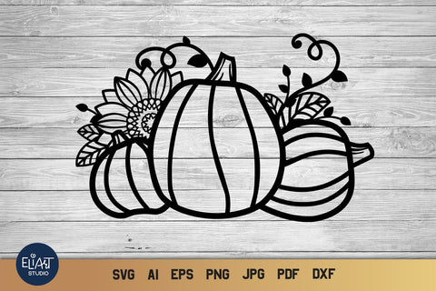 Pumpkin SVG, Sunflower SVG, Thanksgiving SVG. SVG Elinorka 