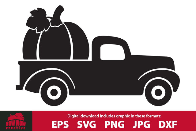 Pumpkin Truck - Fall Pumpkin SVG Sign Cutting File & Clipart SVG Bow Wow Creative 