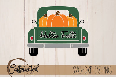 Pumpkin Truck SVG, Hello Fall svg SVG Caffeinated SVGs 