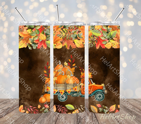 Pumpkin Truck Tumbler PNG | Fall SKINNY TUMBLER 20oz Png Sublimation _HelArtShop_ 